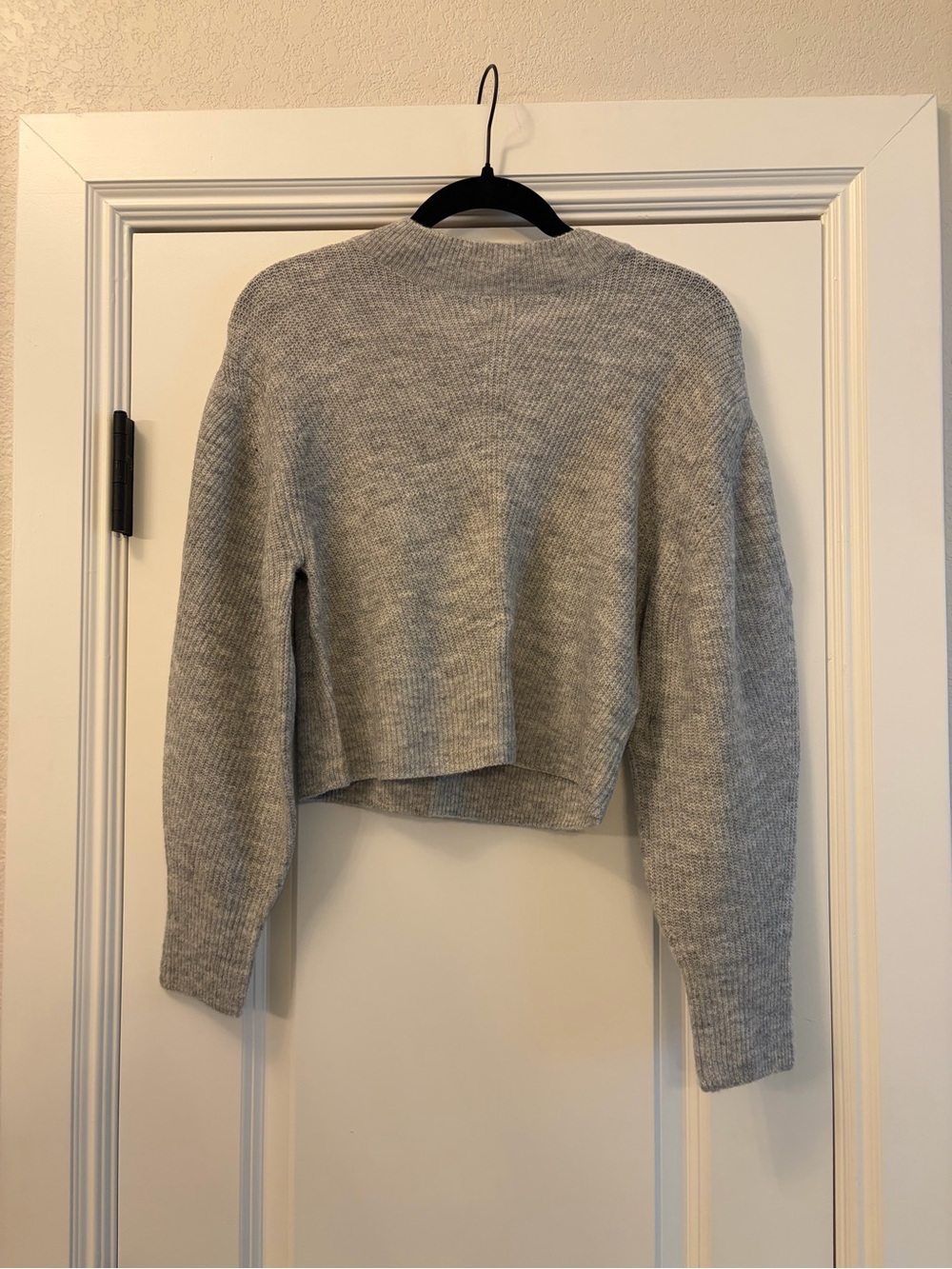 Topshop Heather Gray Cropped Crewneck Sweater